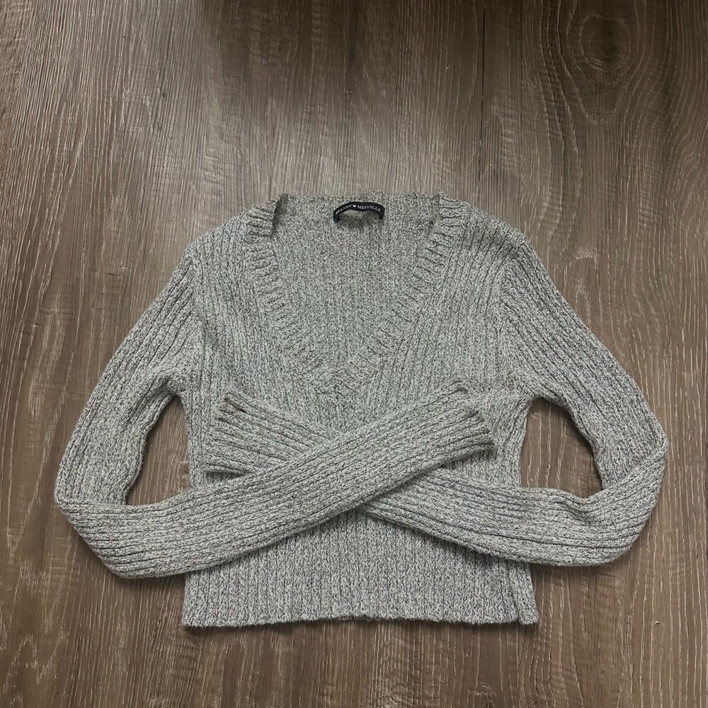 Brandy Melville Heather Gray V-Neck Sweater